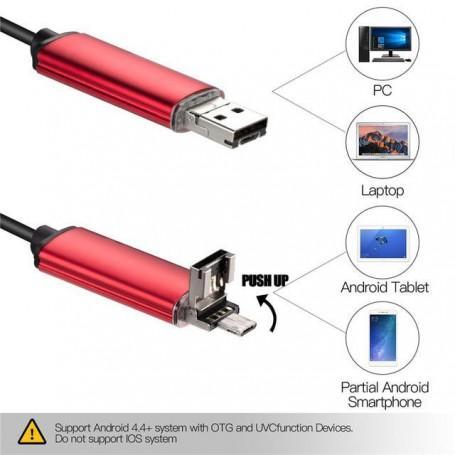 2 in 1 Endoscope 7mm Camera USB OTG voor Android Rood 10..., Doe-het-zelf en Bouw, Gereedschap | Handgereedschap, Nieuw, Verzenden