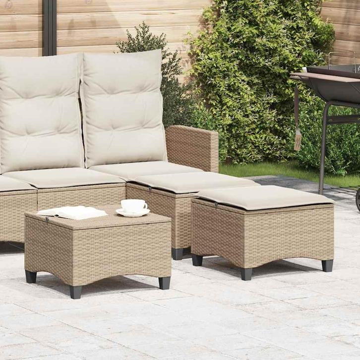 vidaXL Tuinkrukken met kussens 2 st 55x55x36 cm poly rattan, Tuin en Terras, Tuinsets en Loungesets, Nieuw, Verzenden