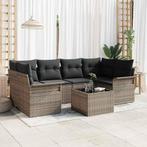vidaXL Tuinbank Set 7 pcs Grijs Poly rattan, Verzenden, Nieuw