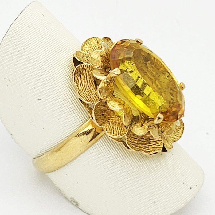 Ring - 18 karaat Geel goud Citrien, Handtassen en Accessoires, Ringen