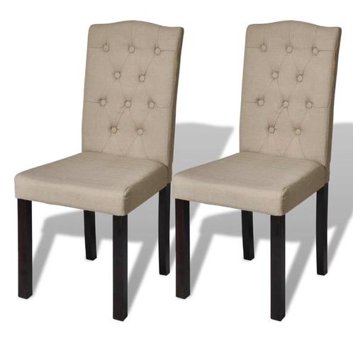 vidaXL Chaises à manger lot de 2 poil de chameau tissu, Huis en Inrichting, Stoelen, Verzenden