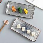 Sushi Servies 2 Persoons - Set Borden Rechthoekig - Wit Blau, Verzenden, Nieuw