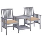 vidaXL Tuinstoelen met tafeltje en kussens massief, Tuin en Terras, Verzenden, Nieuw