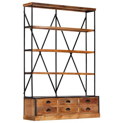 vidaXL Boekenkast 4-laags met 6 lades 122x36x181 cm massief, Huis en Inrichting, Kasten | Boekenkasten, Nieuw, Verzenden