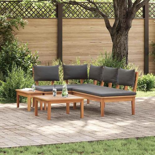 vidaXL Tuinbank set met kussen met opslag 4 pcs Bruin en, Tuin en Terras, Tuinsets en Loungesets, Nieuw, Verzenden