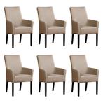 Set van 6 Leren eetkamerstoelen Just met armleuning -, Huis en Inrichting, Stoelen, Ophalen of Verzenden, Nieuw, Leer, Eén