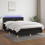vidaXL Boxspring met matras en LED stof zwart 140x200 cm, Huis en Inrichting, Slaapkamer | Bedden, Verzenden, Nieuw
