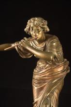 Paul Philippe (1870–1930) - Sculpture, Fluitspelende vrouw -, Antiek en Kunst, Antiek | Keramiek en Aardewerk