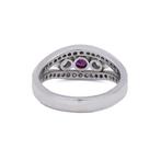 Ring Platina ring met drie stenen, diamant en robijn, Handtassen en Accessoires, Ringen, Nieuw