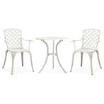 vidaXL Ensemble de bistro 3 pcs Aluminium coulé Blanc, Jardin & Terrasse, Verzenden, Neuf