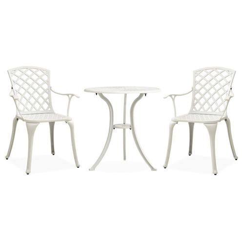 vidaXL Ensemble de bistro 3 pcs Aluminium coulÃ© Blanc, Jardin & Terrasse, Ensembles de jardin, Neuf, Envoi