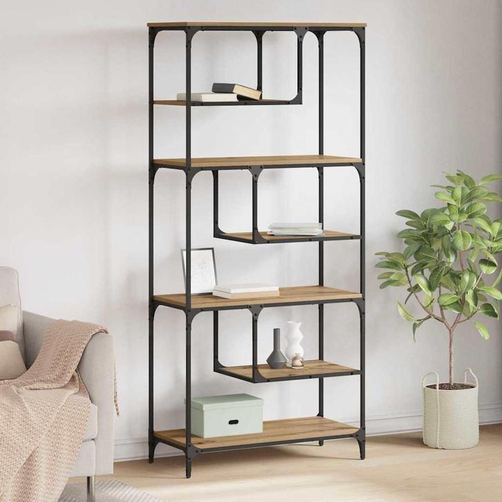 vidaXL Boekenkast artisanaal eikenkleurig 81 x 36 x 176 cm, Huis en Inrichting, Kasten | Boekenkasten, Nieuw, Verzenden