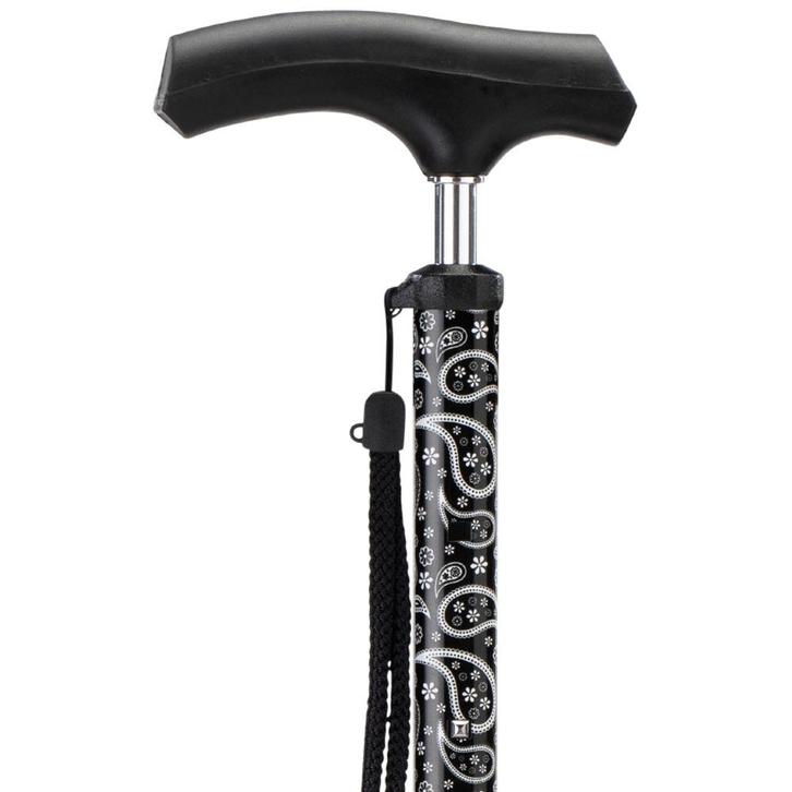 MultiMotion wandelstok telescopisch met zwart paisley print, Divers, Matériel Infirmier, Enlèvement ou Envoi
