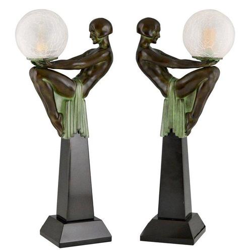 Max Le Verrier - Lampe (2) - Énigme - Marbre, Métal - Style, Antiek en Kunst, Kunst | Designobjecten