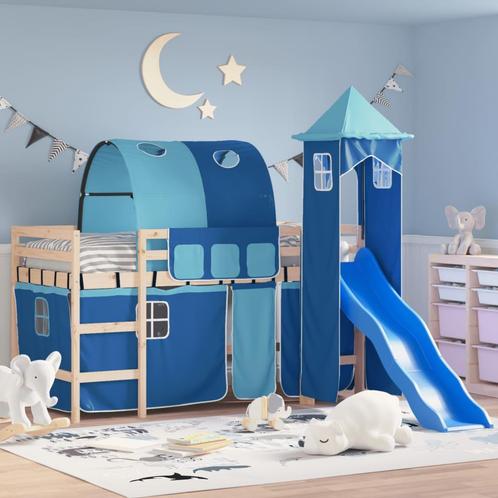 vidaXL Lit mezzanine enfants avec tour bleu 90x200 cm, Maison & Meubles, Chambre à coucher | Lits, Neuf, Envoi