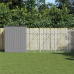 vidaXL Hondenhok met ren 165x1271x181 cm staal lichtgrijs, Dieren en Toebehoren, Verzenden, Nieuw