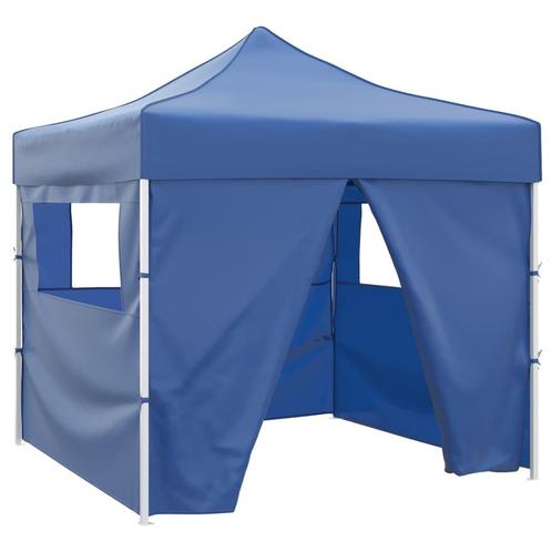 vidaXL Tente pliable avec 4 parois Bleu 3 x 3 m, Jardin & Terrasse, Tonnelles, Neuf, Envoi
