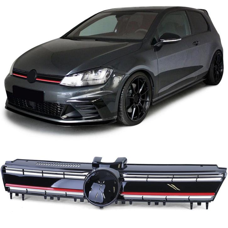 Autogrille - VW Golf 7 12-17 - Zwart Rood R Sport Look -..., Auto-onderdelen, Carrosserie, Nieuw, Ophalen of Verzenden