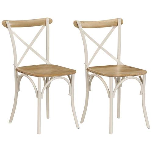 vidaXL Kruisstoelen 2 st massief mangohout wit, Huis en Inrichting, Stoelen, Nieuw, Verzenden