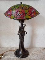 Tafellamp - brons en getint glas - Art Nouveau-stijl lamp