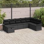 vidaXL Tuinbank Set met kussen met opslag 8 pcs Zwart Poly, Tuin en Terras, Verzenden, Nieuw