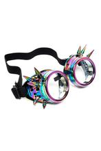 Goggles Steampunk Bril Spikes Oliekleurig Montuur Heldere Gl, Ophalen of Verzenden