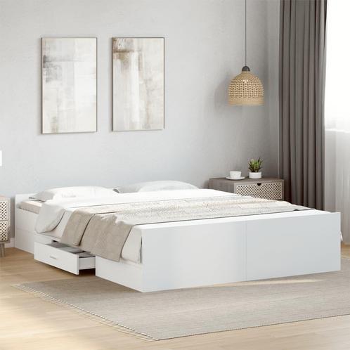 vidaXL Bedframe met lades bewerkt hout wit 160x200 cm, Huis en Inrichting, Slaapkamer | Bedden, Nieuw, Verzenden