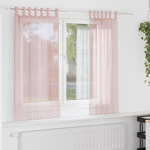 vidaXL Gordijnen voile met lussen 2 st 140x140 cm lichtroze, Huis en Inrichting, Stoffering | Gordijnen en Lamellen, Nieuw, Verzenden