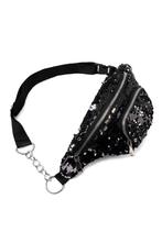 Heuptas Rond Voorvak Pailletten Zwart Zilver Ketting Heuptas, Handtassen en Accessoires, Tassen | Damestassen, Ophalen of Verzenden