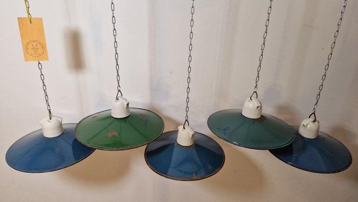 Plafondlamp - Emaille, Staal - Emaille lamp, 5 stuks, Antiek en Kunst, Antiek | Wandborden en Tegels