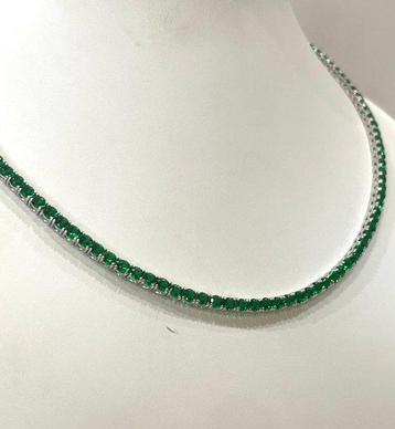 Sans Prix de Réserve - Collier Argent - 5.12ct. tw. Émeraude beschikbaar voor biedingen