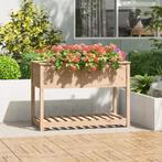 vidaXL Plantenbak met schap 111,5x54x81 cm massief, Tuin en Terras, Verzenden, Nieuw
