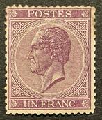 België 1865 - Leopold I in links profiel : 1F Donkerviolet