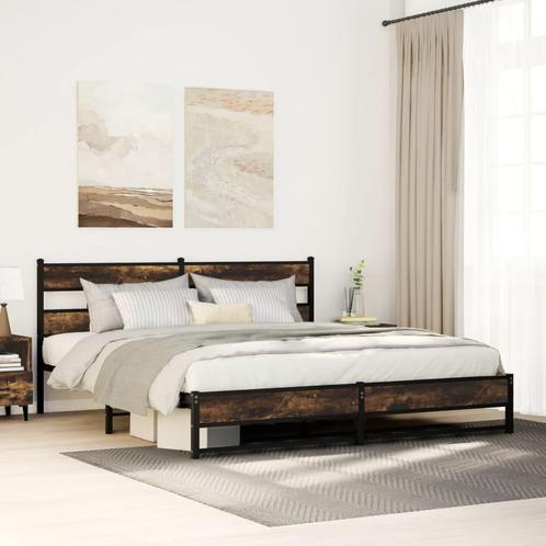 vidaXL Bedframe zonder matras metaal gerookt eikenkleurig, Huis en Inrichting, Slaapkamer | Bedden, Nieuw, Verzenden
