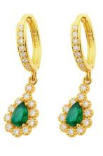 Zonder minimumprijs - Oorbellen Zilver, Verguld Smaragd -, Nieuw