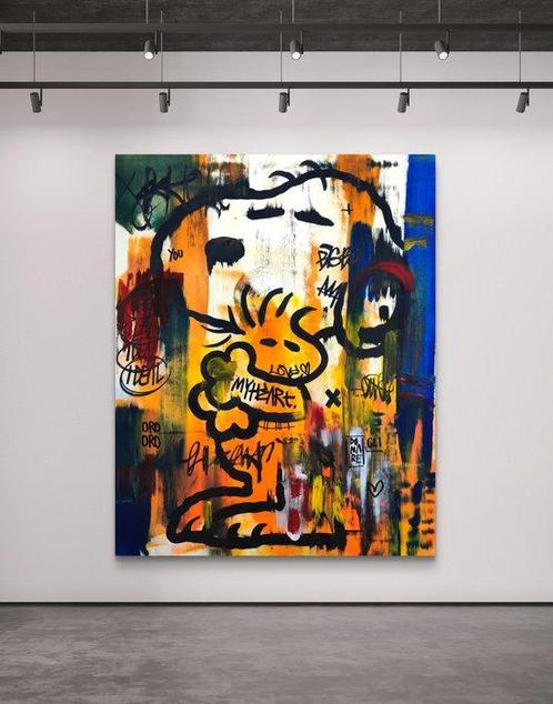 LACRISS (1990) - Snoopy & Woodstock + Oro Colato + XL, Antiek en Kunst, Kunst | Schilderijen | Modern