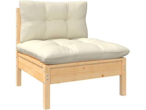 vidaXL - Tuinmiddenbank - met - crèmekleurige - kussens -, Tuin en Terras, Tuinsets en Loungesets, Nieuw, Verzenden