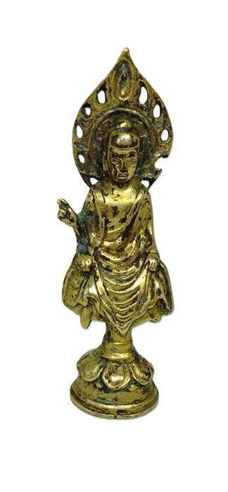 Chinese Gilt Bronze Seated Buddha with Pierced Aureole –, Antiquités & Art, Antiquités | Autres Antiquités