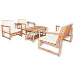 vidaXL 4-delige Loungeset met kussens bamboe, Verzenden, Nieuw, Loungeset
