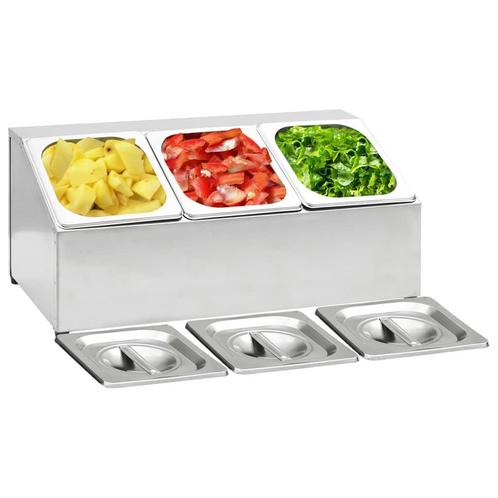 vidaXL Gastronormbakkenhouder met 3 GN 1/6 bakken roestvrij, Huis en Inrichting, Keuken | Keukenbenodigdheden, Nieuw, Verzenden