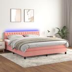 vidaXL Boxspring met matras en LED fluweel roze 160x200 cm, Verzenden, Nieuw