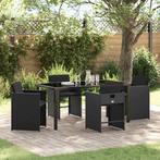 vidaXL Tuin Eettafel Set 5 pcs Zwart poly rattan, Tuin en Terras, Verzenden, Nieuw