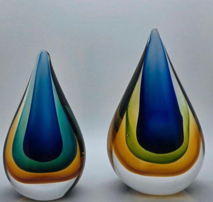 Vaas (2) - Glas - druppels, Antiek en Kunst, Antiek | Glaswerk en Kristal