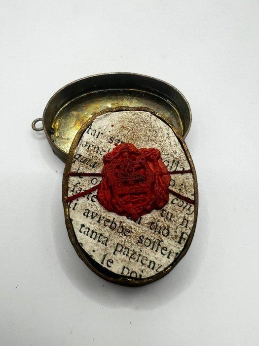 Reliekhouder - Gouden cartiglio, Glas - 20e eeuw - Van, Antiek en Kunst, Kunst | Niet-Westerse kunst