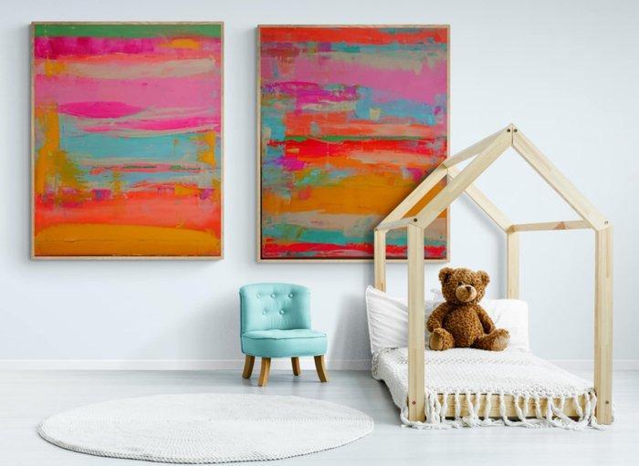 Giogia fl - Pack of 2 Paintings.N°5 (50x61cm each) Frame, Antiquités & Art, Art | Peinture | Moderne