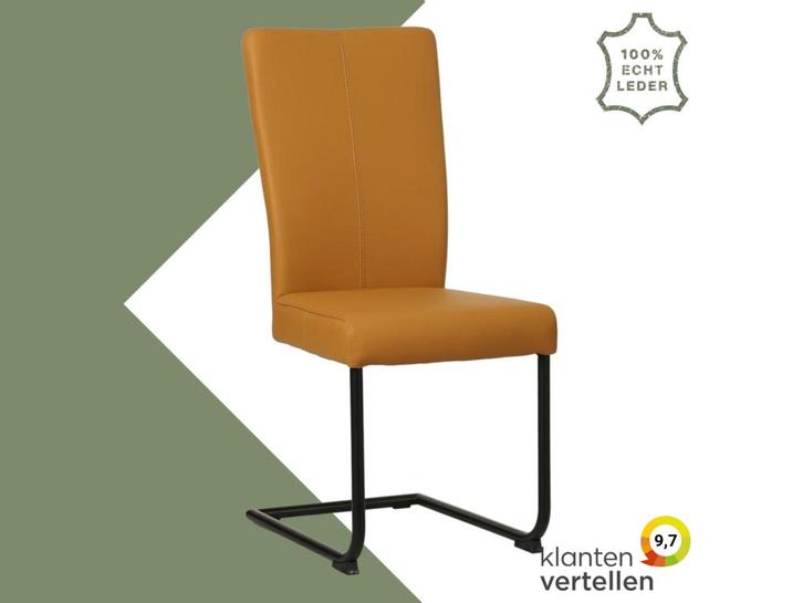 Leren eetkamerstoel Dry - Toledo Leem (geel/bruin) -, Huis en Inrichting, Stoelen, Overige kleuren, Eén, Nieuw, Leer, Ophalen of Verzenden
