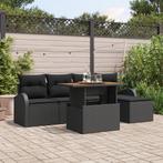 vidaXL 6-delige tuinset met kussens - zwart poly rattan en, Verzenden, Nieuw