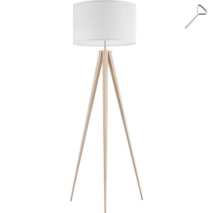 tectake Staande lamp Lunaris, textielkap, driepootsframe - e, Huis en Inrichting, Lampen | Overige, Verzenden
