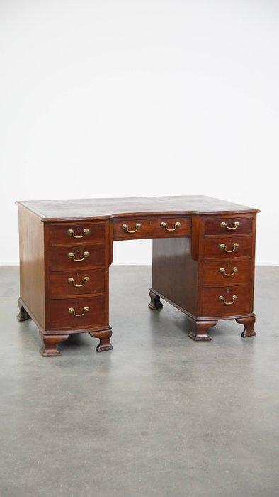 Bureau - Hout, Leder, Messing - Antiek Engels bureau, Antiek en Kunst, Curiosa en Brocante