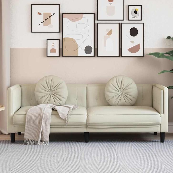 Zachte fluwelen bank cremekleurig | OP = OP | 40% Voordeel, Huis en Inrichting, Zetels | Zetels, 150 tot 200 cm, 75 tot 100 cm